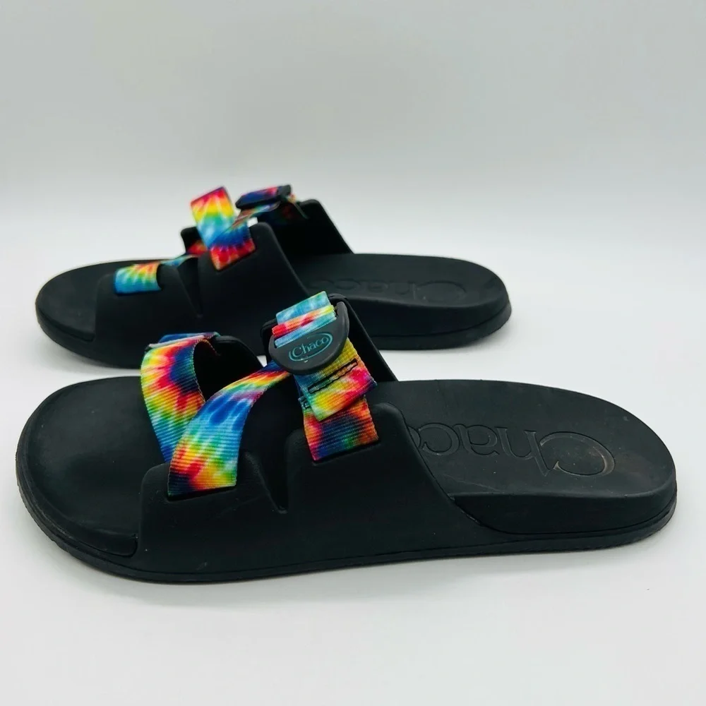 CHACO MEN’S DARK TIE DYE CHILLO SLIDES SIZE 10
